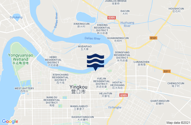 Mappa delle Getijden in Yuejin, China
