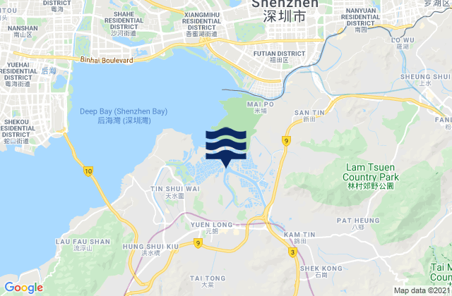 Mappa delle Getijden in Yuen Long Kau Hui, Hong Kong