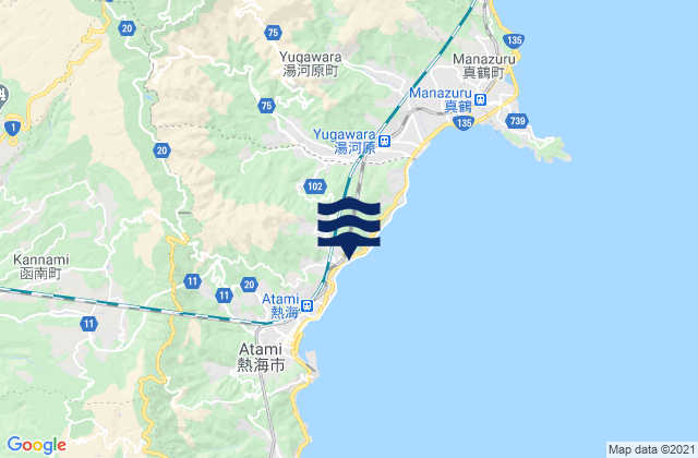 Mappa delle Getijden in Yugawara, Japan