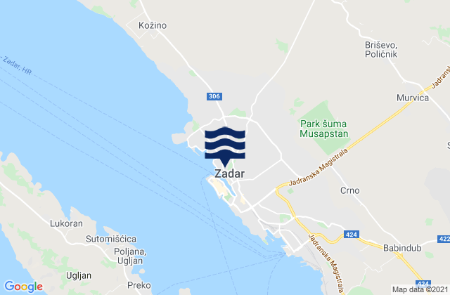 Mappa delle Getijden in Zadar, Croatia