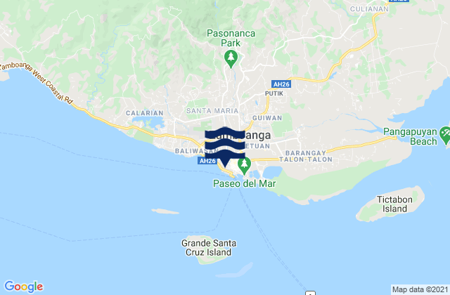 Mappa delle Getijden in Zamboanga, Philippines