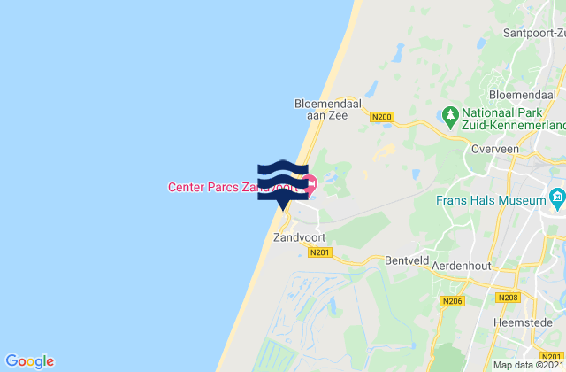 Mappa delle Getijden in Zandvoort, Netherlands