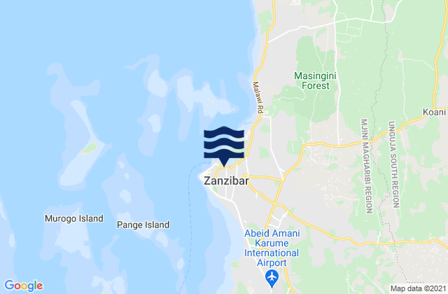 Mappa delle Getijden in Zanzibar, Tanzania