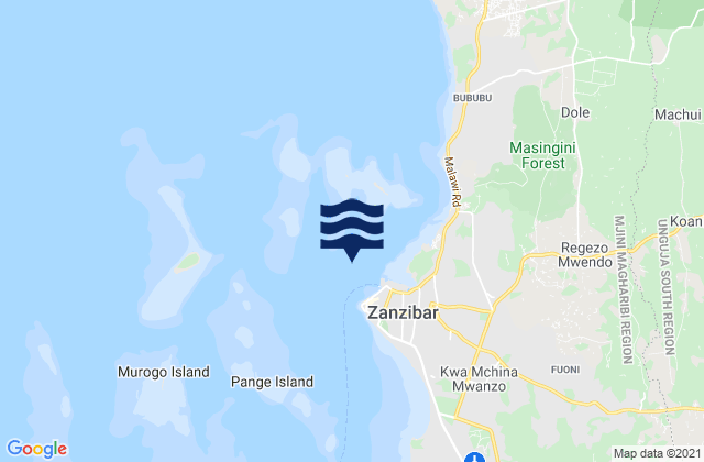 Mappa delle Getijden in Zanzibar Zanzibar Island, Tanzania