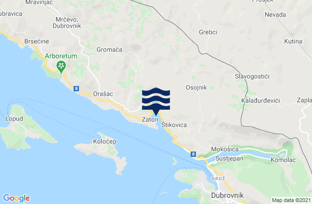 Mappa delle Getijden in Zaton, Croatia