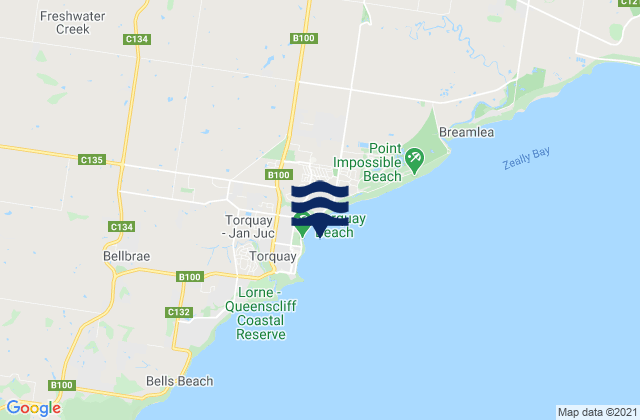 Mappa delle Getijden in Zeally Bay, Australia