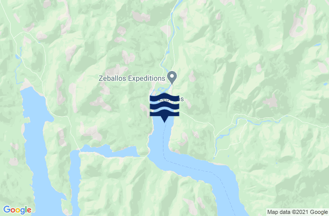 Mappa delle Getijden in Zeballos, Canada