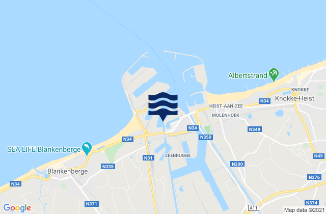 Mappa delle Getijden in Zeebrugge, Netherlands