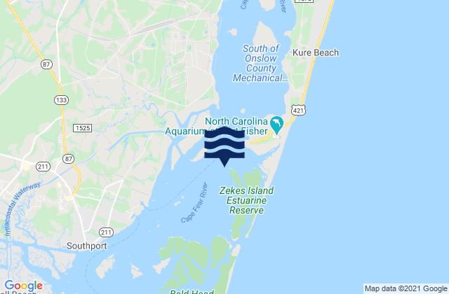 Mappa delle Getijden in Zekes Island, United States