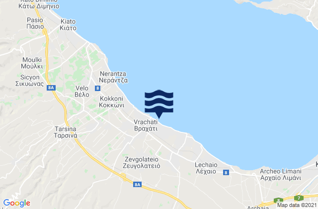 Mappa delle Getijden in Zevgolateió, Greece