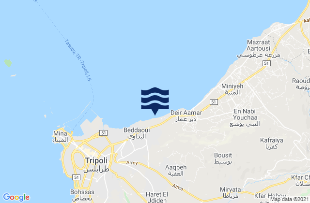 Mappa delle Getijden in Zghartā, Lebanon