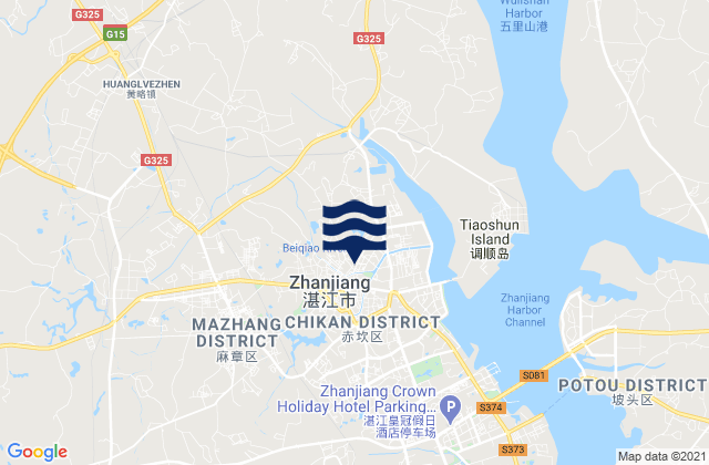 Mappa delle Getijden in Zhanjiang, China