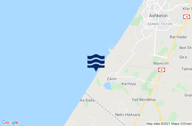 Mappa delle Getijden in Ziqim ( Zikim) Beach, Israel