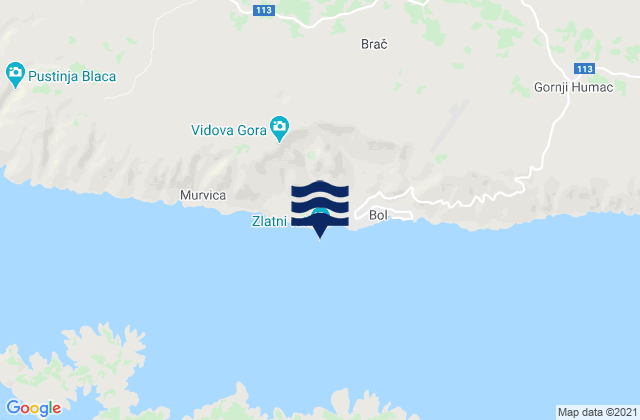 Mappa delle Getijden in Zlatni Rat, Croatia