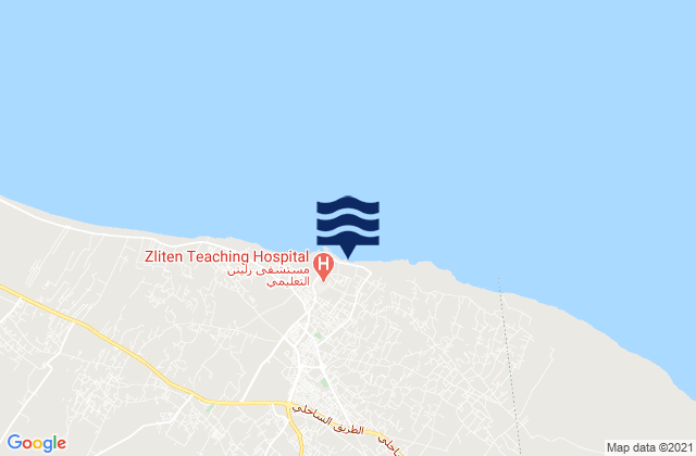 Mappa delle Getijden in Zliten, Libya