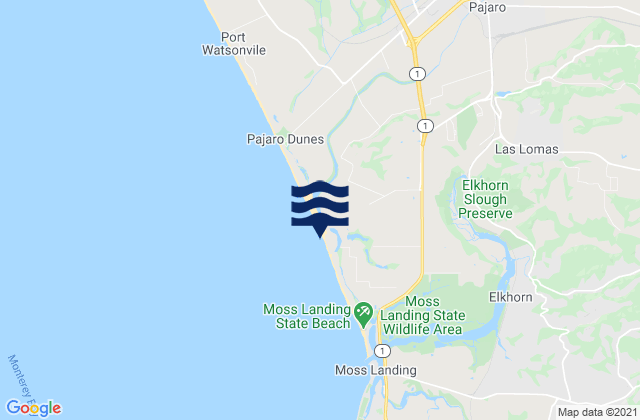 Mappa delle Getijden in Zmudowski State Beach, United States