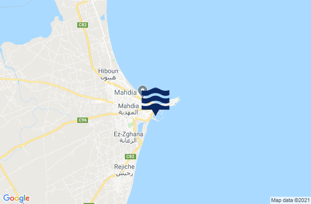 Mappa delle Getijden in Zouila, Tunisia