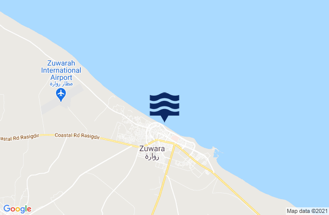 Mappa delle Getijden in Zuwārah, Libya