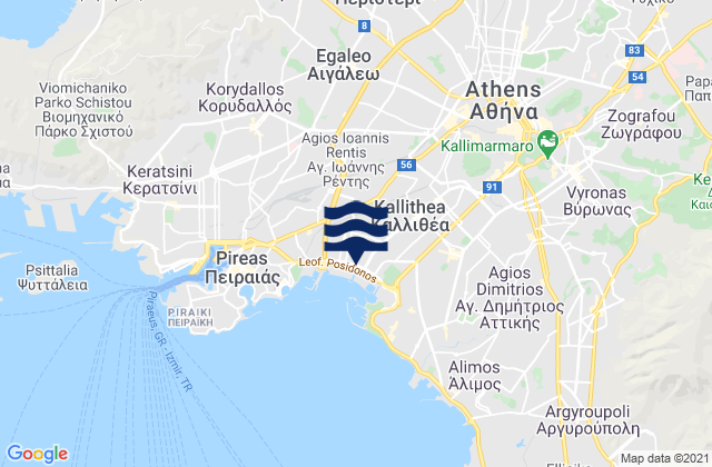 Mappa delle Getijden in Ágioi Anárgyroi, Greece