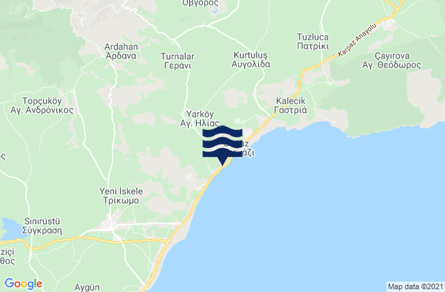 Mappa delle Getijden in Ágios Ilías, Cyprus