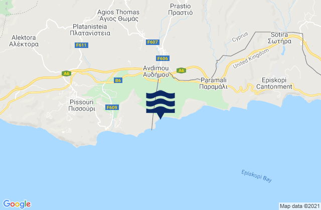 Mappa delle Getijden in Ágios Tomás, Cyprus