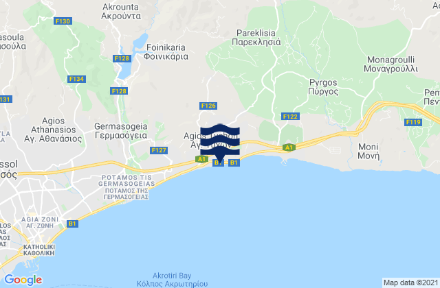 Mappa delle Getijden in Ágios Týchon, Cyprus