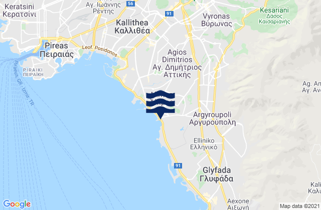 Mappa delle Getijden in Álimos, Greece