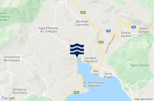 Mappa delle Getijden in Ámfissa, Greece