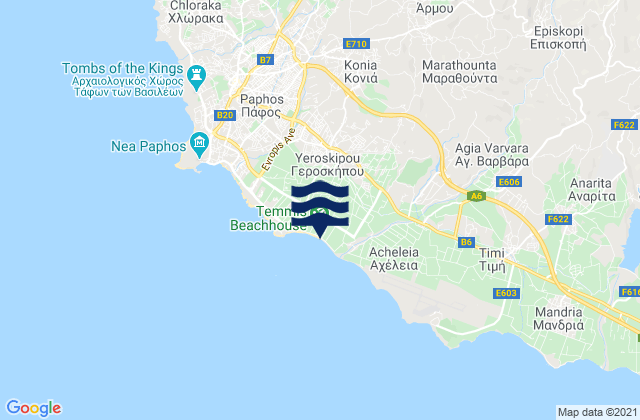 Mappa delle Getijden in Ármou, Cyprus