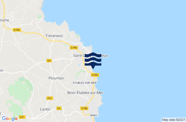Mappa delle Getijden in Étables-sur-Mer, France