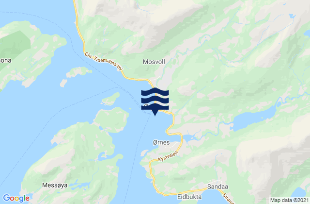 Mappa delle Getijden in Ørnes, Norway
