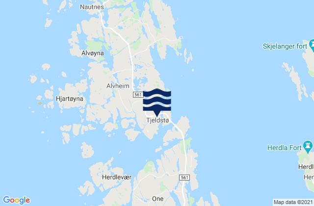 Mappa delle Getijden in Øygarden, Norway