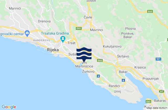 Mappa delle Getijden in Čavle, Croatia
