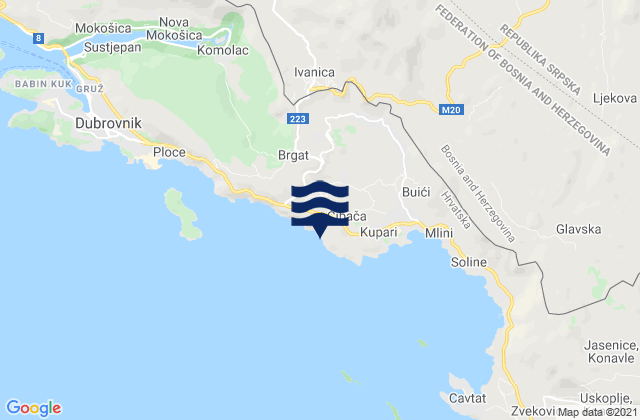 Mappa delle Getijden in Čibača, Croatia
