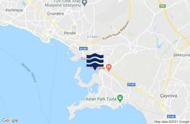 Mappa delle Getijden in İçmeler, Turkey