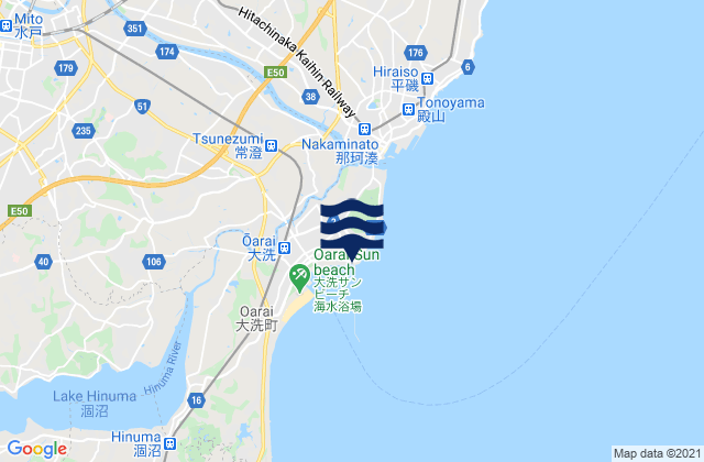 Mappa delle Getijden in Ōarai, Japan