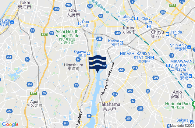 Mappa delle Getijden in Ōbu-shi, Japan