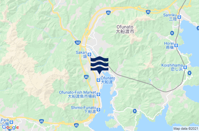 Mappa delle Getijden in Ōfunato-shi, Japan