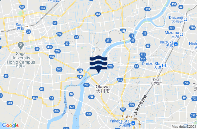 Mappa delle Getijden in Ōkawa-shi, Japan