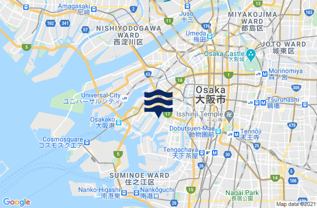Mappa delle Getijden in Ōsaka-fu, Japan