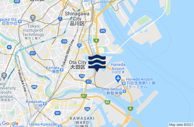 Mappa delle Getijden in Ōta-ku, Japan