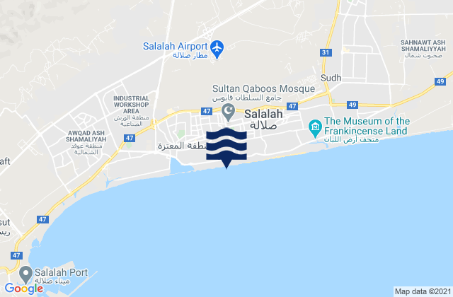 Mappa delle Getijden in Şalālah, Oman