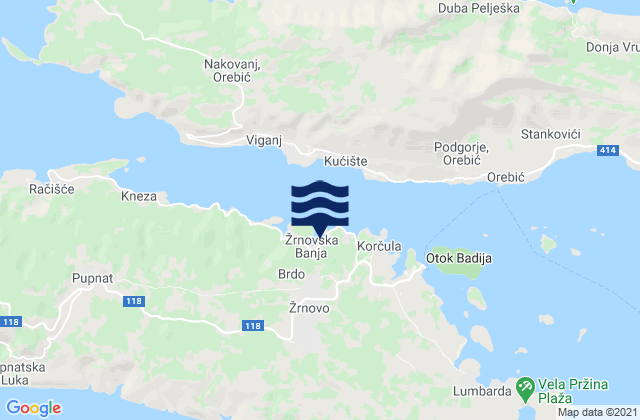 Mappa delle Getijden in Žrnovo, Croatia