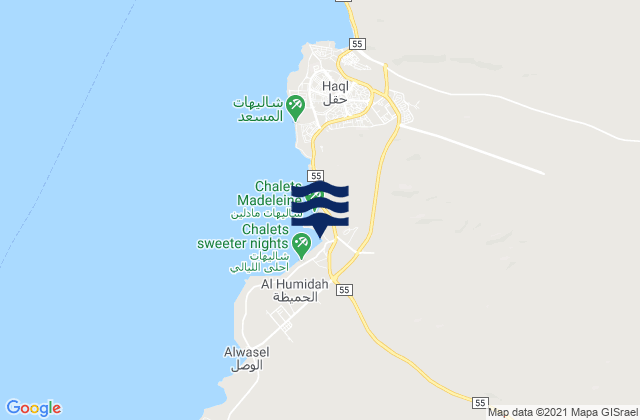Mappa delle Getijden in Ḩaql, Saudi Arabia