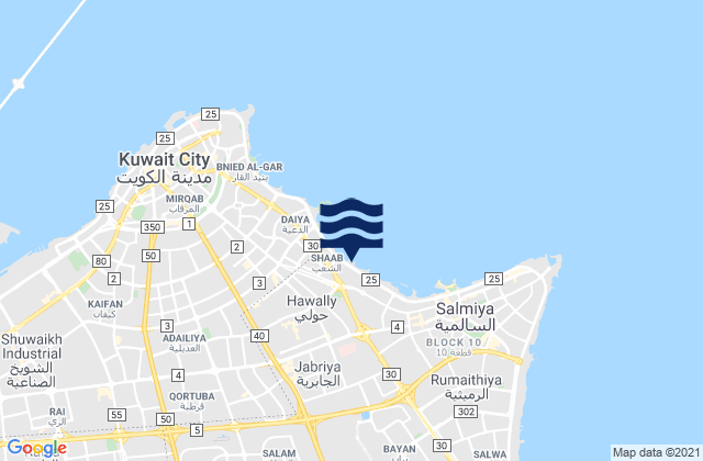 Mappa delle Getijden in Ḩawallī, Kuwait