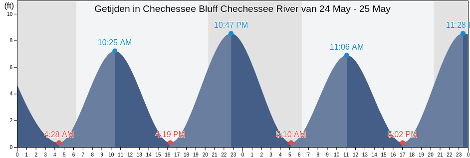 Getijden in Chechessee Bluff Chechessee River, Beaufort County, South Carolina, United States