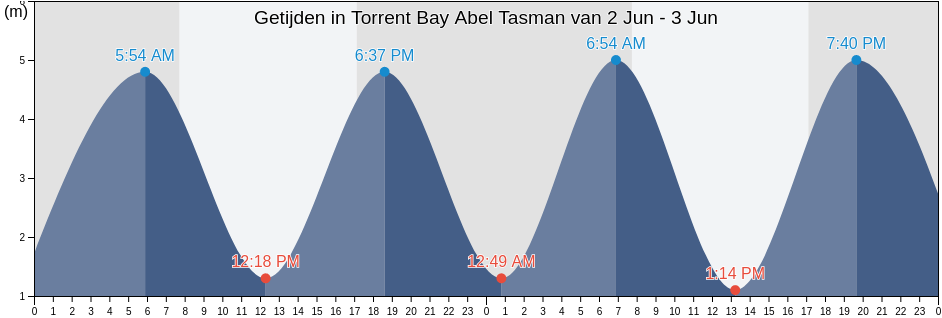 Getijden in Torrent Bay Abel Tasman, Tasman District, Tasman, New Zealand